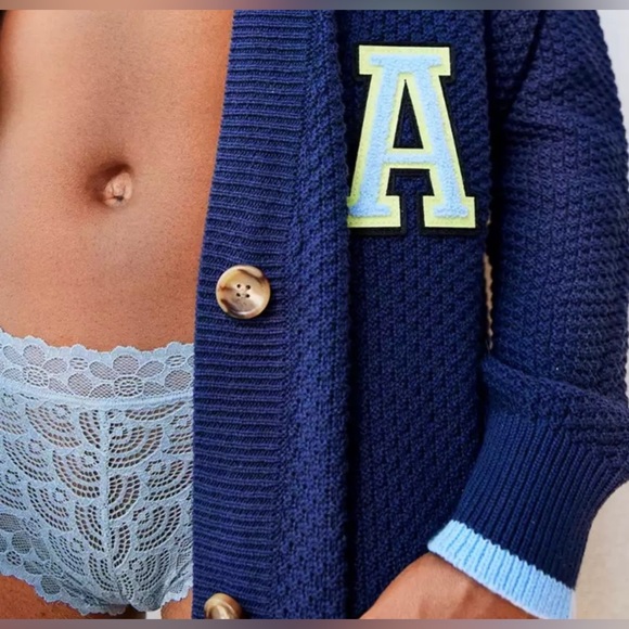 Aerie Varsity Letter A Cardigan Oversized XS - Picture 4 of 6
